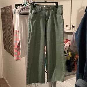 Chic Olive Wide Leg Jeans